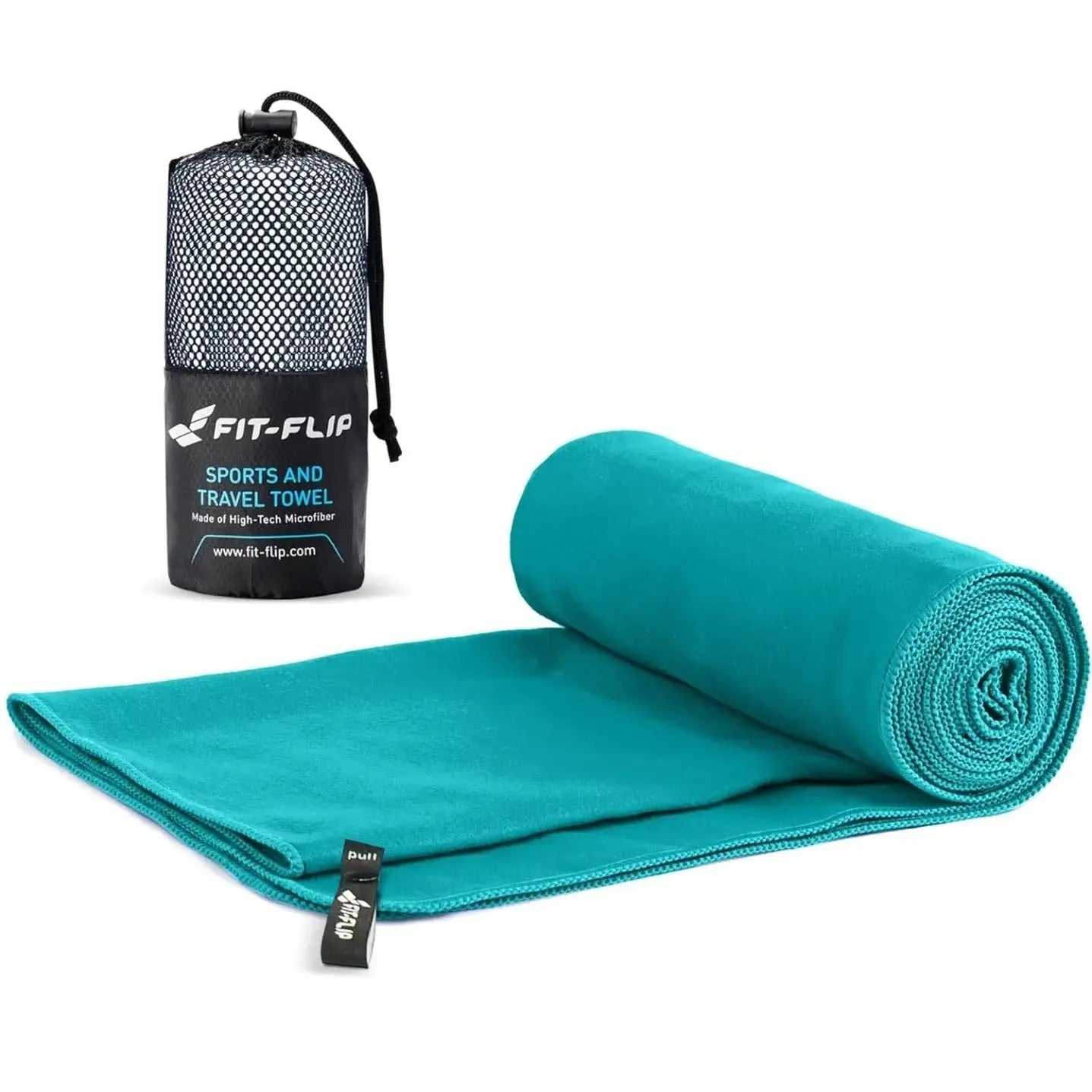 Mikrofaser Handtuch schnelltrocknend mit Tasche 80x160cm Petrol von Fit-Flip
