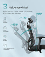Bürostuhl Ergonomisch Computerstuhl Höhenverstellbar Schwarz von Songmics