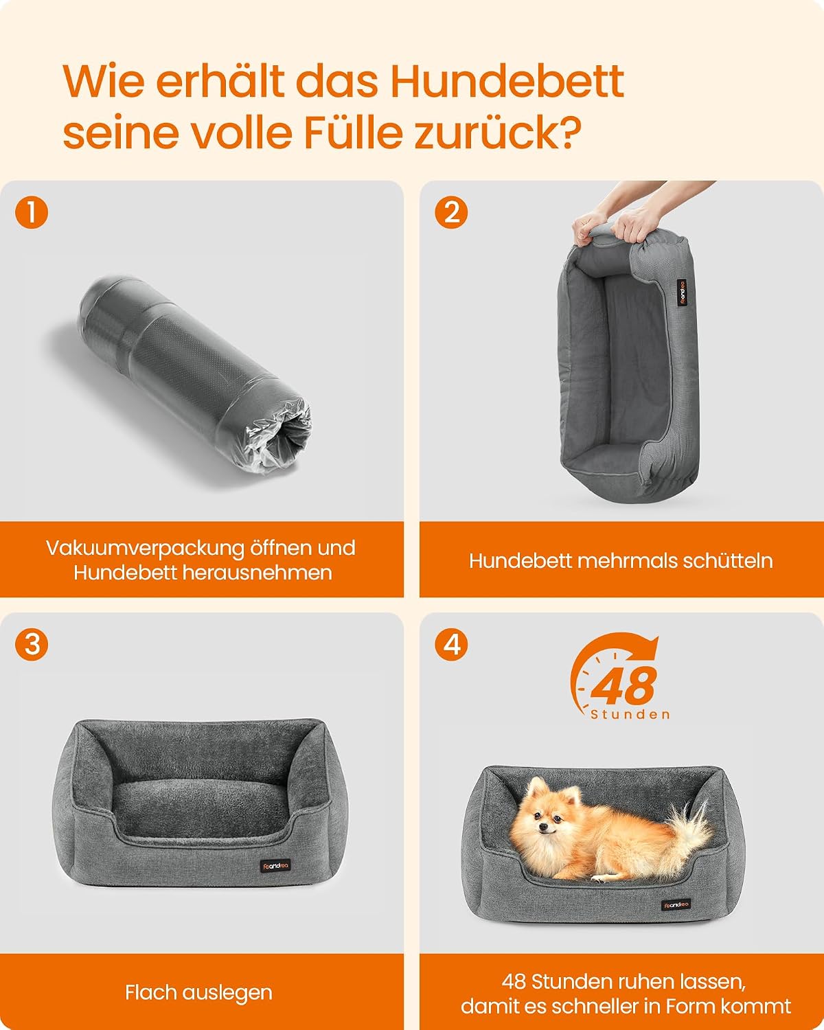 Hundebett 70x55x21 cm Hundesofa Grau rutschfest von Songmics
