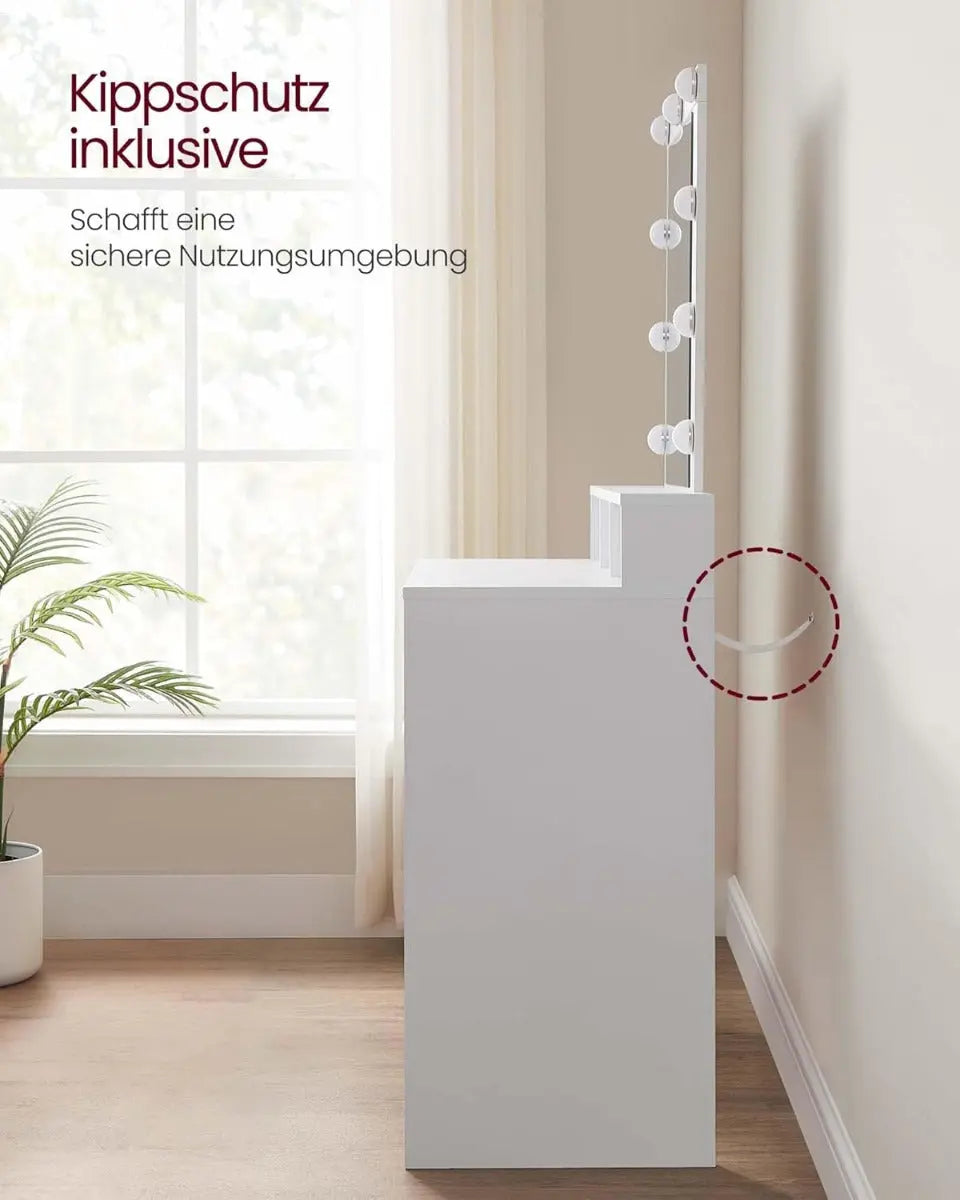 Schminktisch LED Beleuchtung Spiegel Schubladen, 100 x 40 x 145 cm, Weiss von Songmics