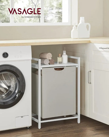 Wäschekorb mit Ablage, cremeweiss-mattweiss von Songmics