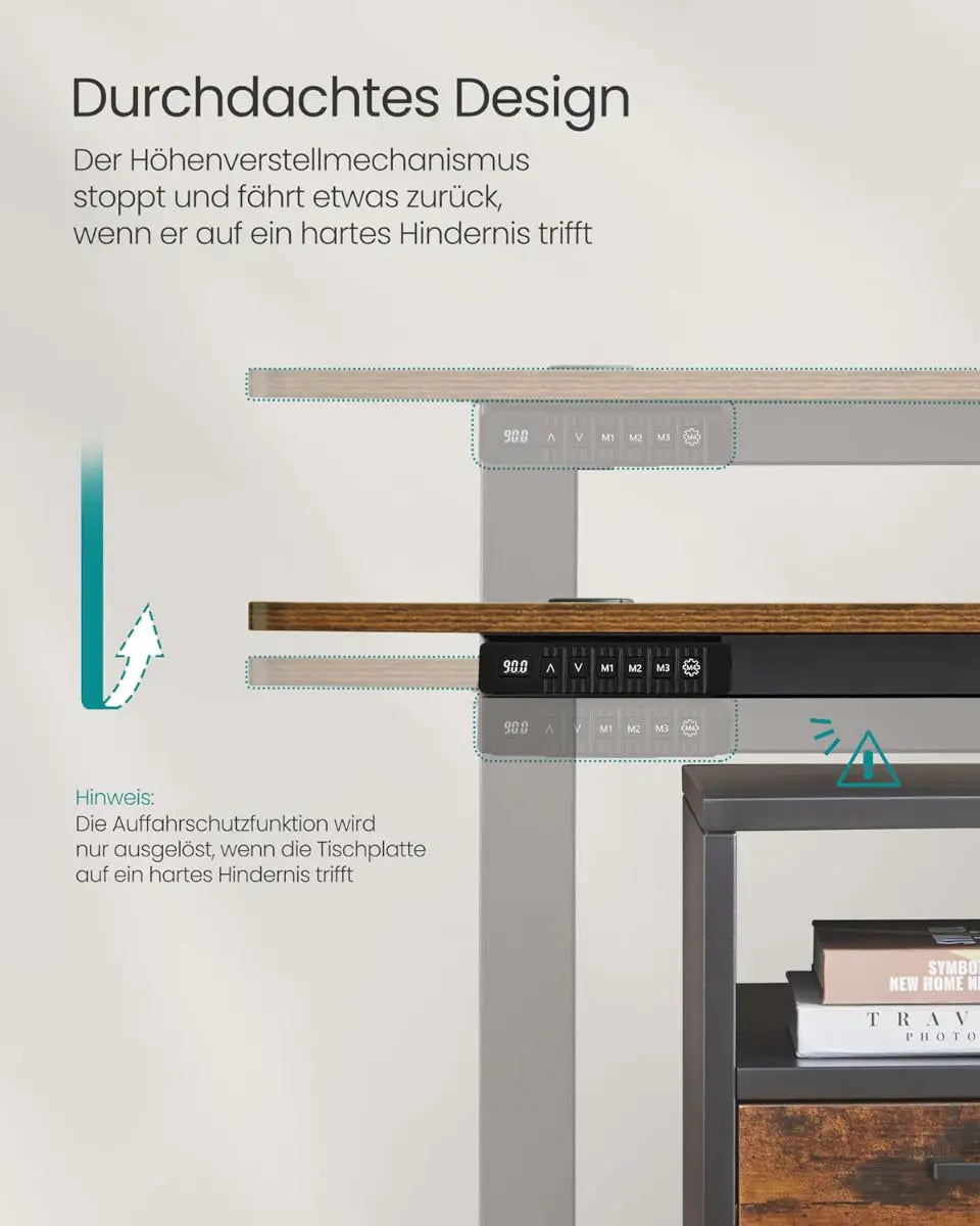 Schreibtisch elektrisch höhenverstellbar mit Memory-Funktion 160 cm vintagebraun von Songmics