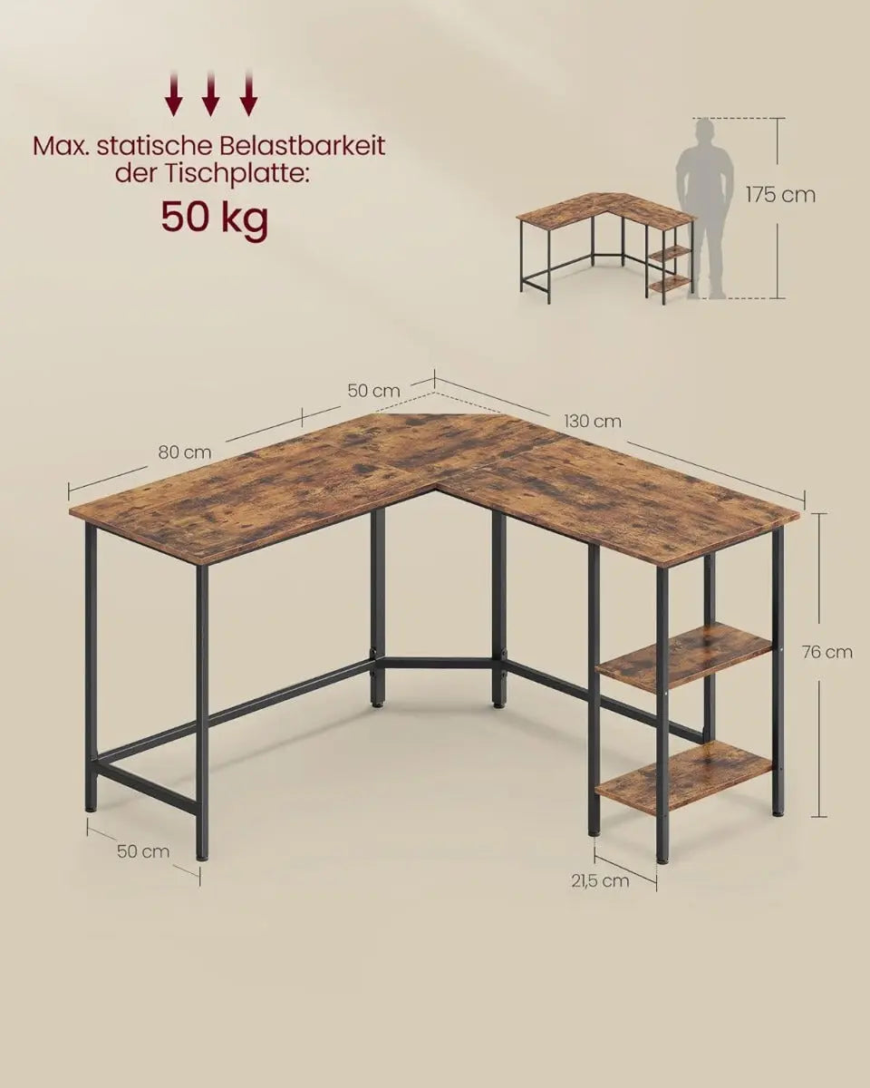 Eckschreibtisch L-Form 3-4 Monitore Rustic Brown Holz von guteszeug.ch