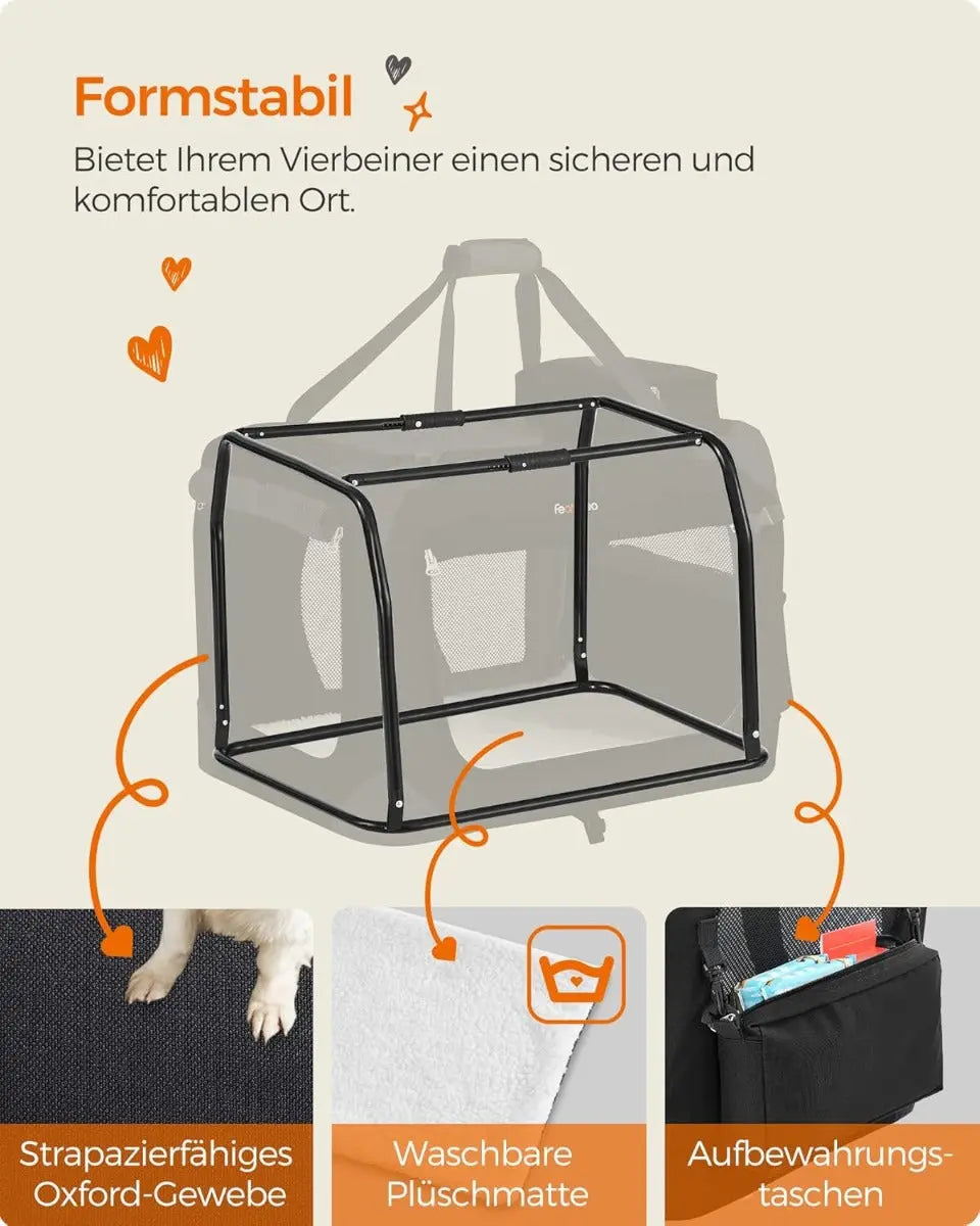 Hundebox faltbar Transportbox atmungsaktiv Metallrahmen schwarz von Songmics