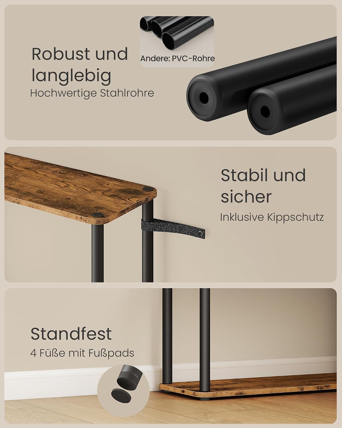 Bücherregal 5 Ebenen Standregal 60x23,8x139 cm Braun von Songmics