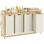 Wäschesortierer 4 Fächer 200 l Bambus Naturbeige von Songmics