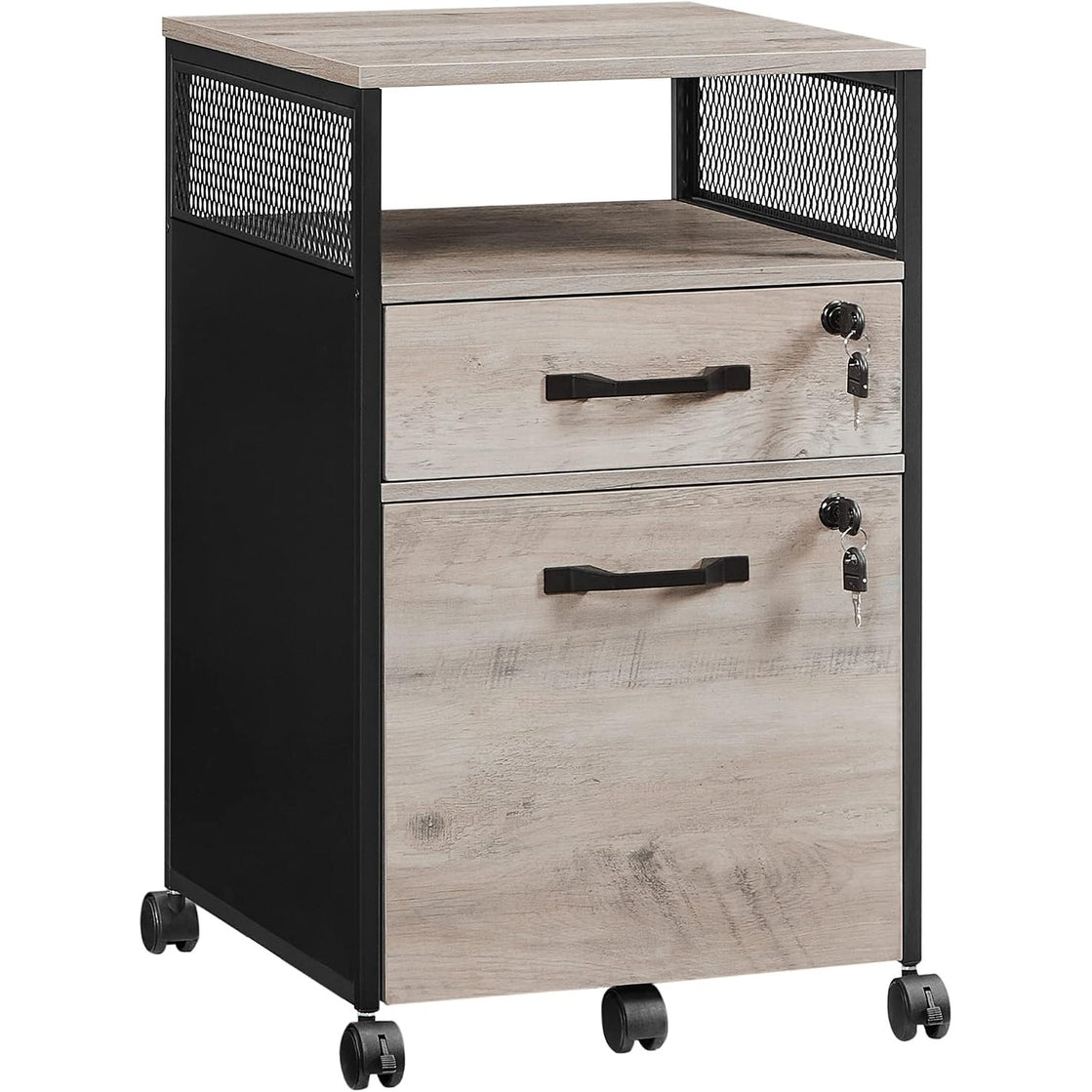 Rollcontainer 2 Schubladen A4 Hängeregister Grau von Songmics