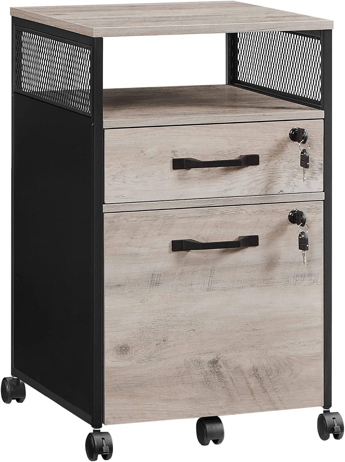 Rollcontainer 2 Schubladen A4 Hängeregister Grau von Songmics
