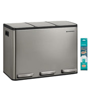 Mülleimer 3x15 l Dreifach Abfalleimer Edelstahl Silber von Songmics