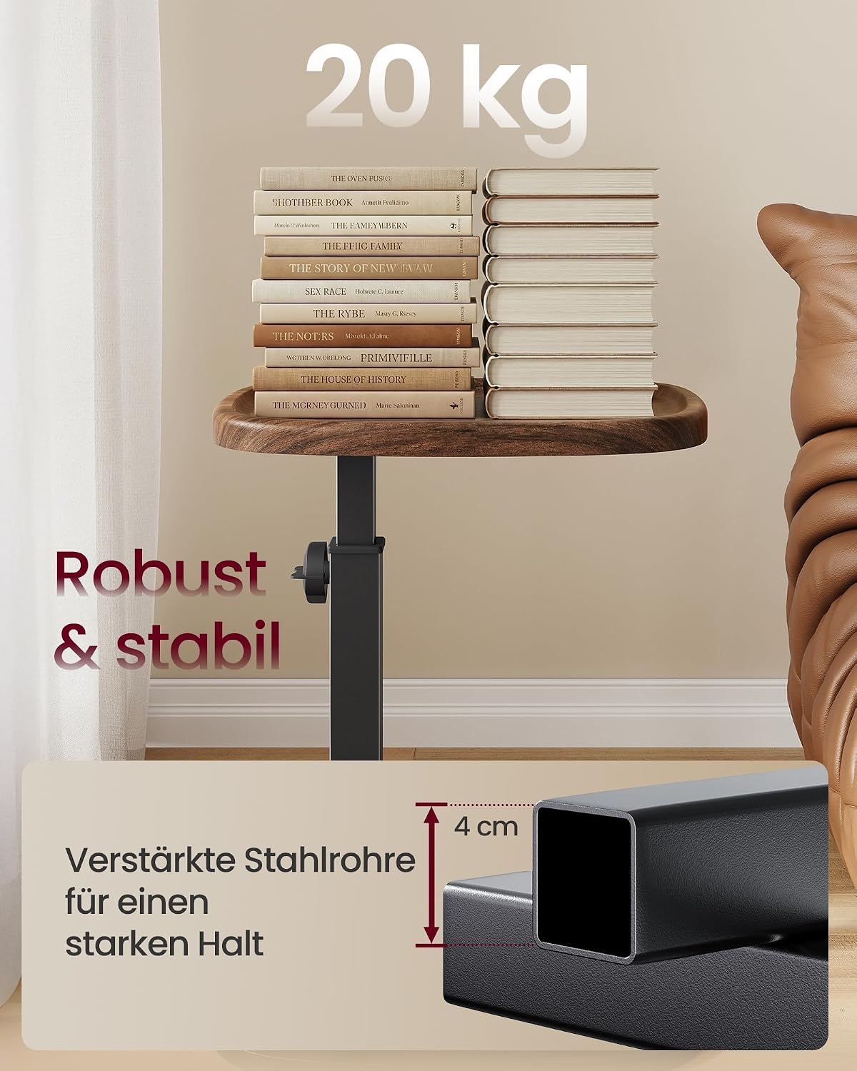Beistelltisch C-Form höhenverstellbar 30x40x69 cm von Songmics