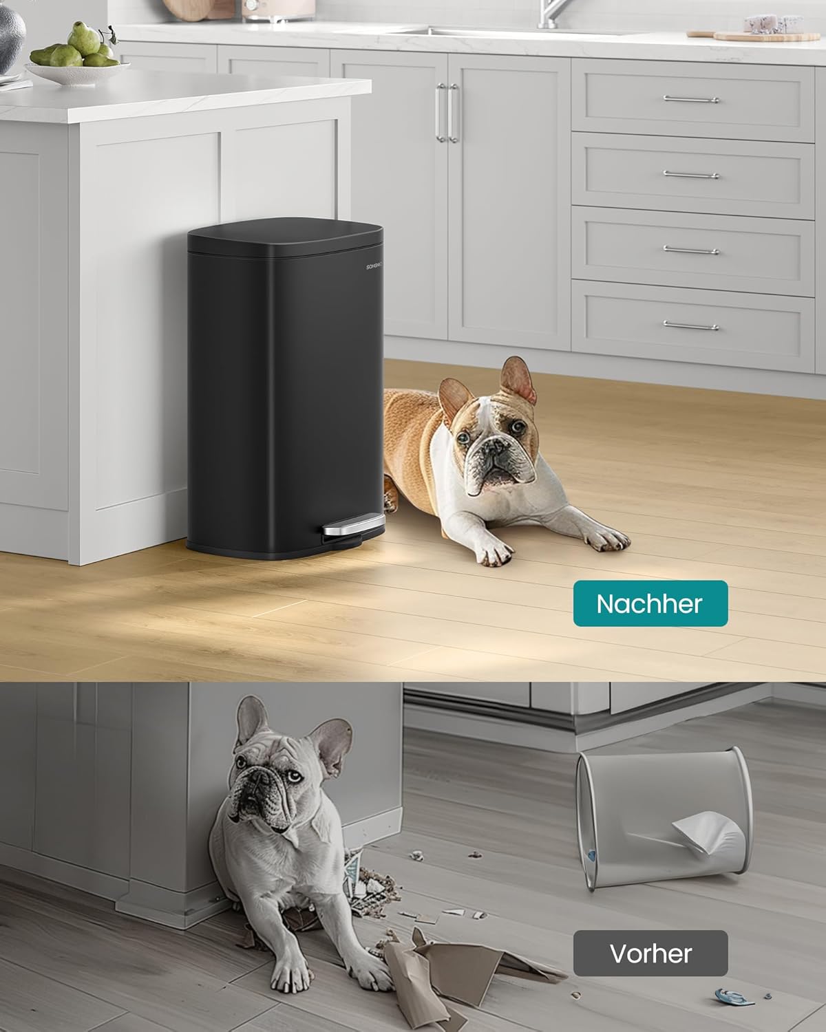 Mülleimer 50 L mit Deckel Softclose Treteimer Schwarz von guteszeug.ch