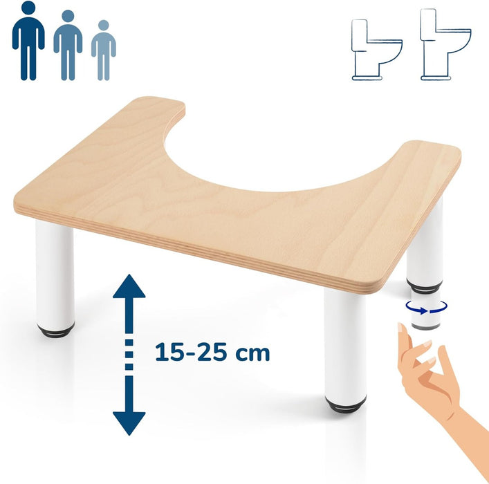 Toilettenhocker Höhenverstellbar Holz Natur von Well Care