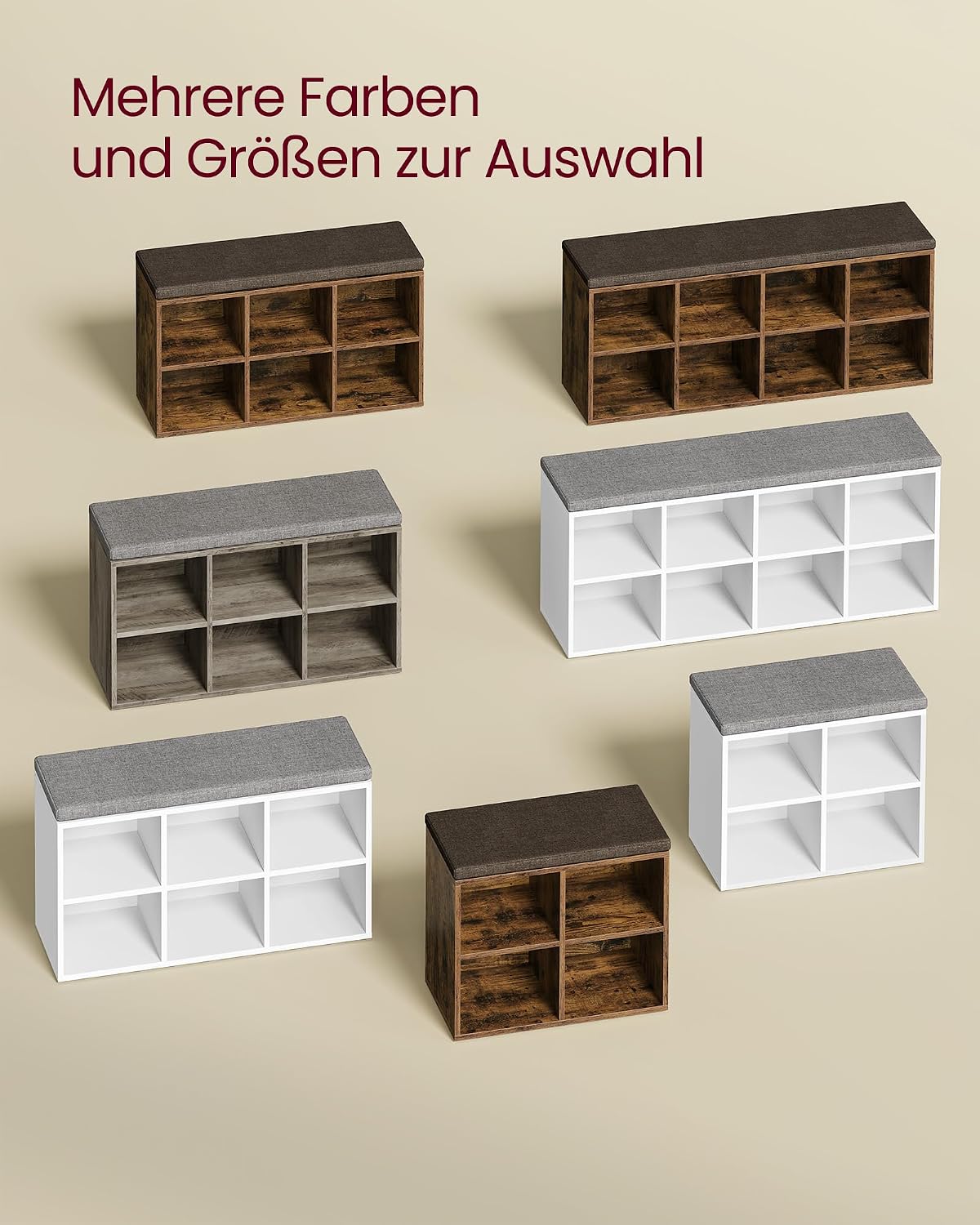 Schuhbank 100 cm mit 2 Fächern Stauraum Wolkenweiss von Songmics