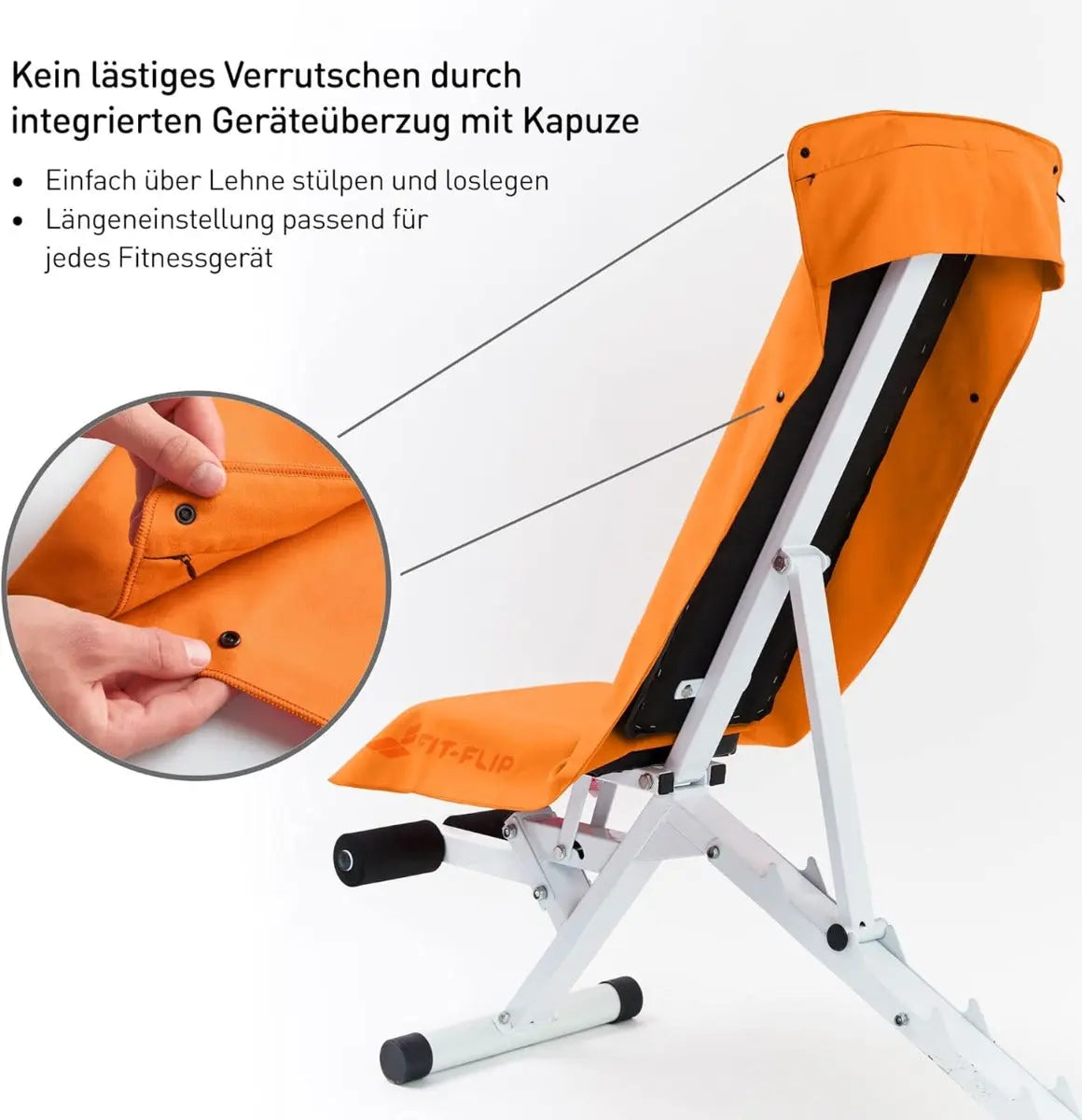 Fitnesshandtuch Mikrofaser mit Reissverschlusstasche 130x48cm Orange von guteszeug.ch