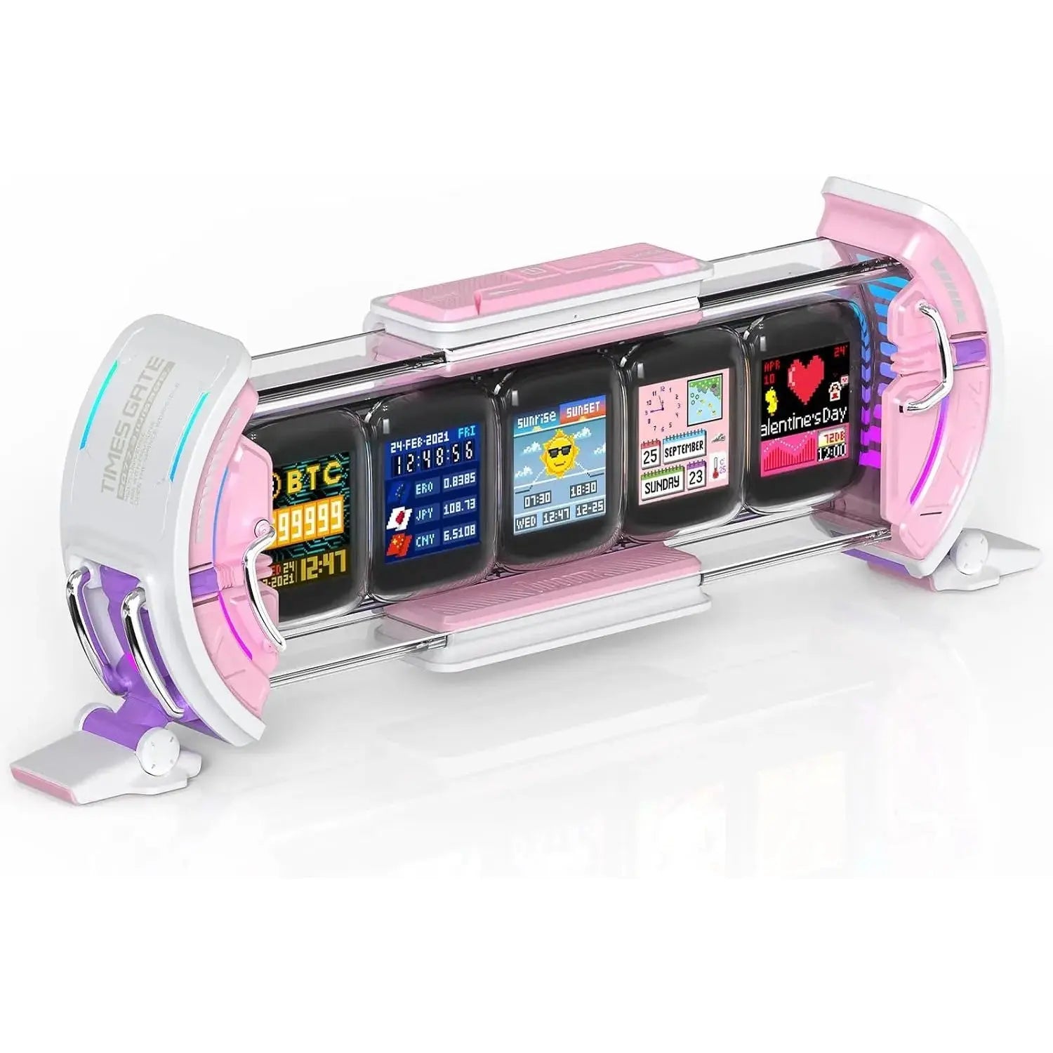 Times Gate Informatives Pixel Display Pink von Divoom