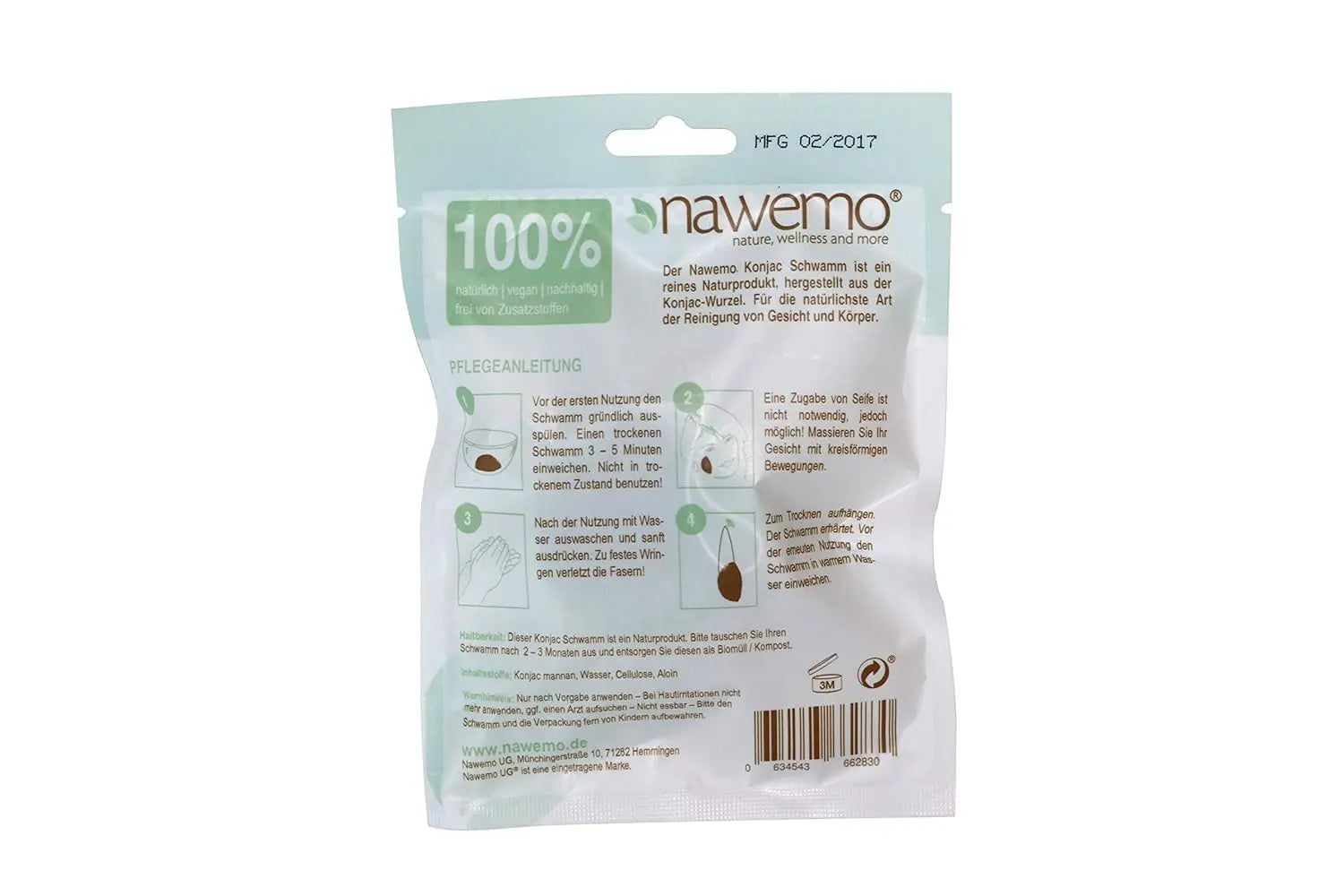 Konjac Schwamm Aloe Vera, für trockene Haut von Nawemo