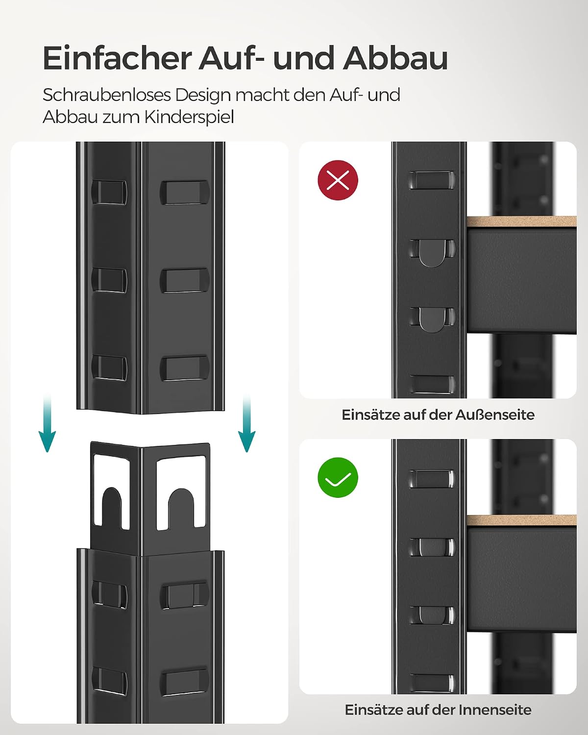 Schwerlastregal 2er Set Steckregal 40x80x160 cm Schwarz von Songmics