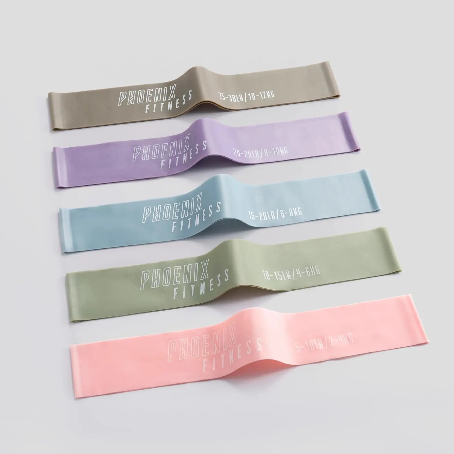 Fitness TPR Widerstandsschleifen 5 Stück Pastell von Phoenix Fitness