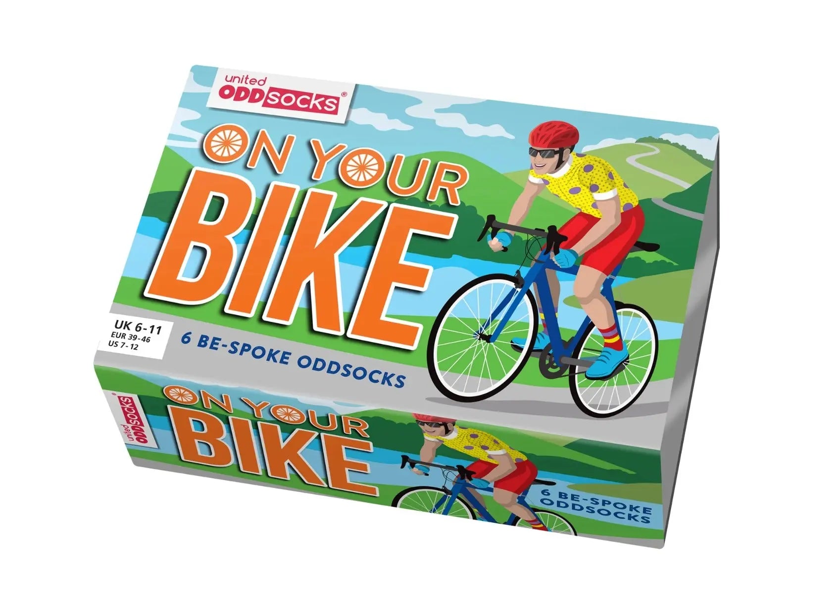 Einzelne Socken im 6er Pack, ON YOU BIKE Bunte Fahrräder, Gr. 39-46, mit Geschenkbox von guteszeug.ch