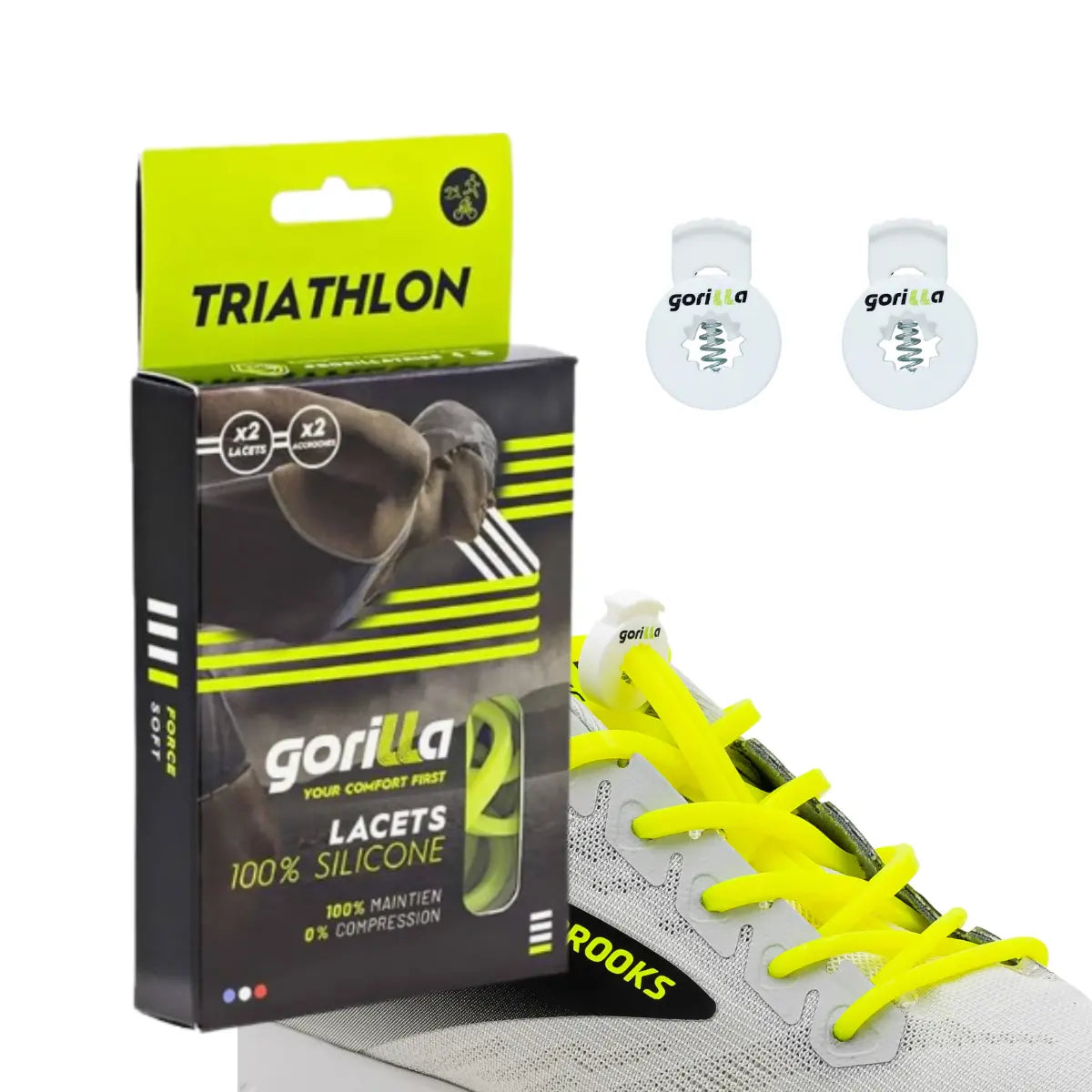 Elastische Schnürsenkel Flexibel Ohne Binden Silikon Triathlon Neongelb von guteszeug.ch