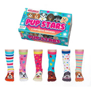 Einzelne Socken im 6er Pack, PUPSTARS Hunde, Gr. 30,5-38,5, mit Geschenkbox von United Oddsocks