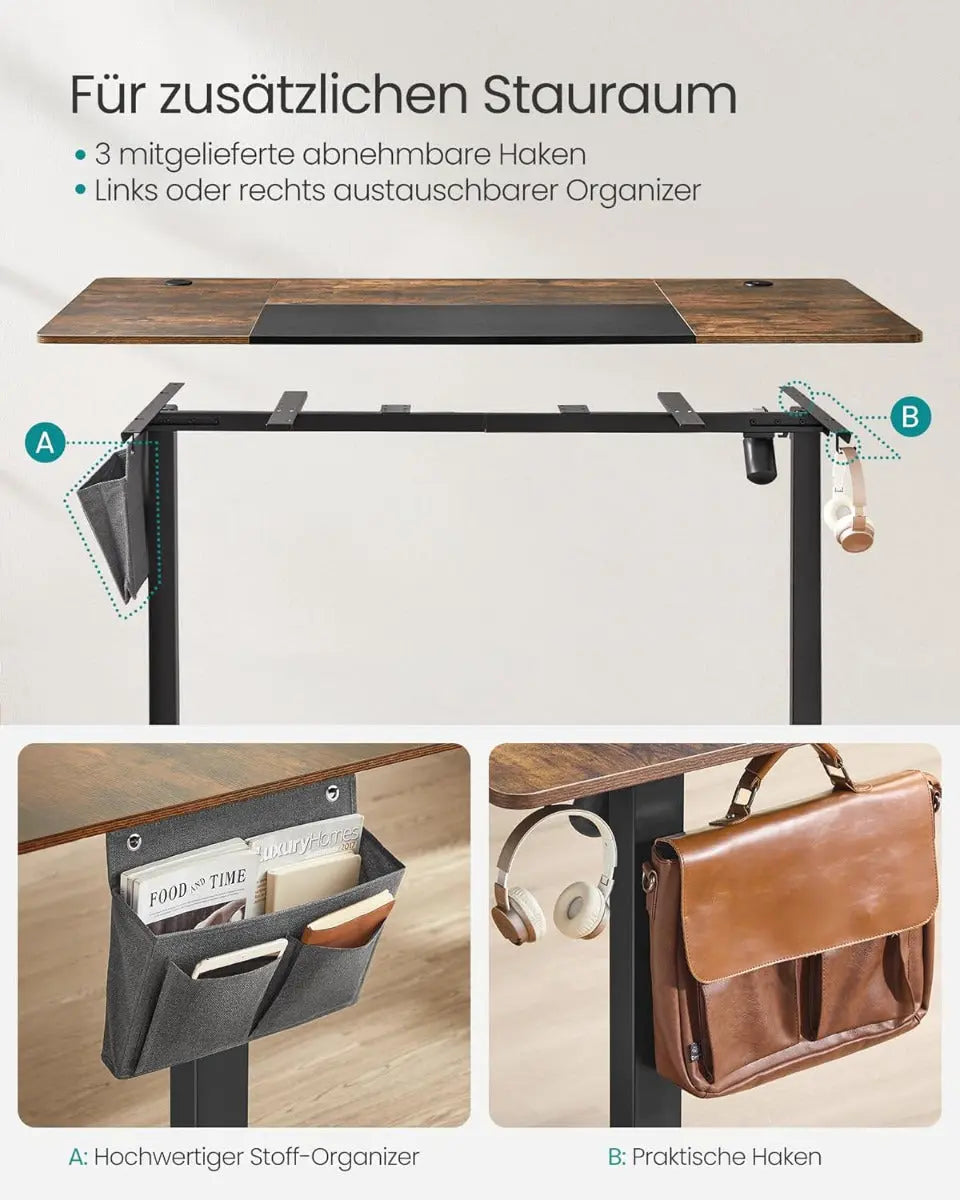 Schreibtisch elektrisch höhenverstellbar mit Memory-Funktion 160 cm vintagebraun von Songmics