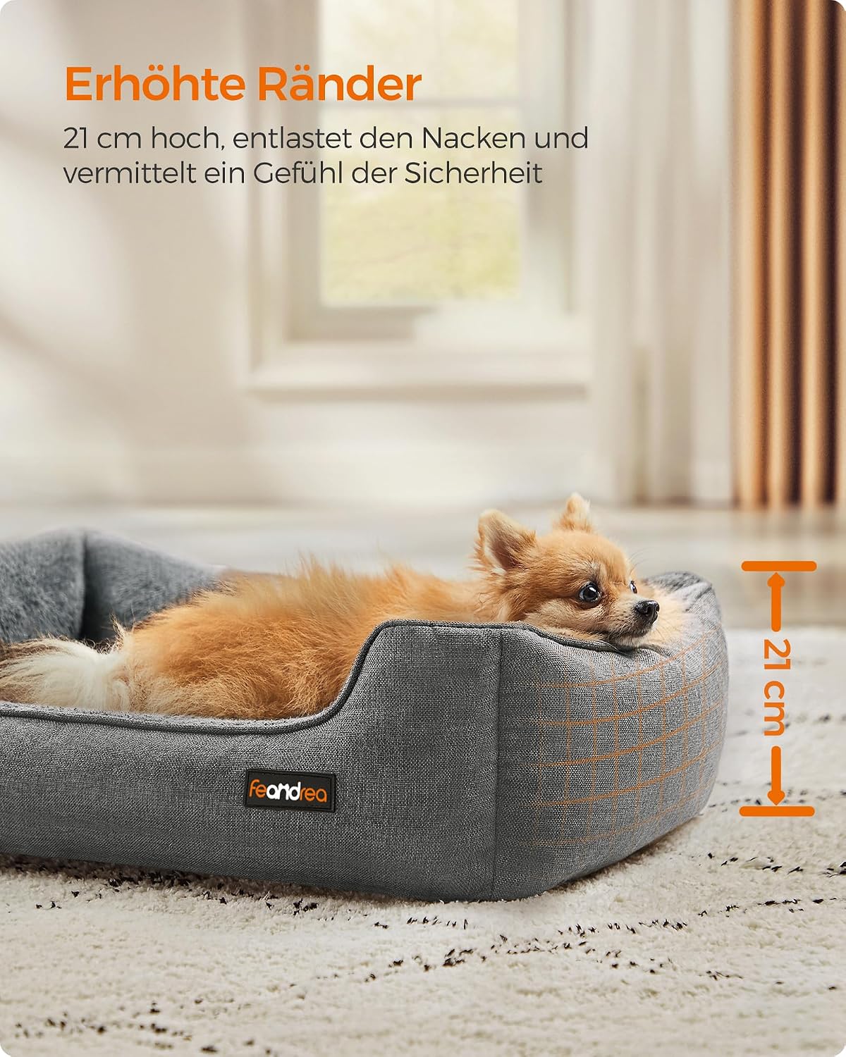 Hundebett 70x55x21 cm Hundesofa Grau rutschfest von Songmics