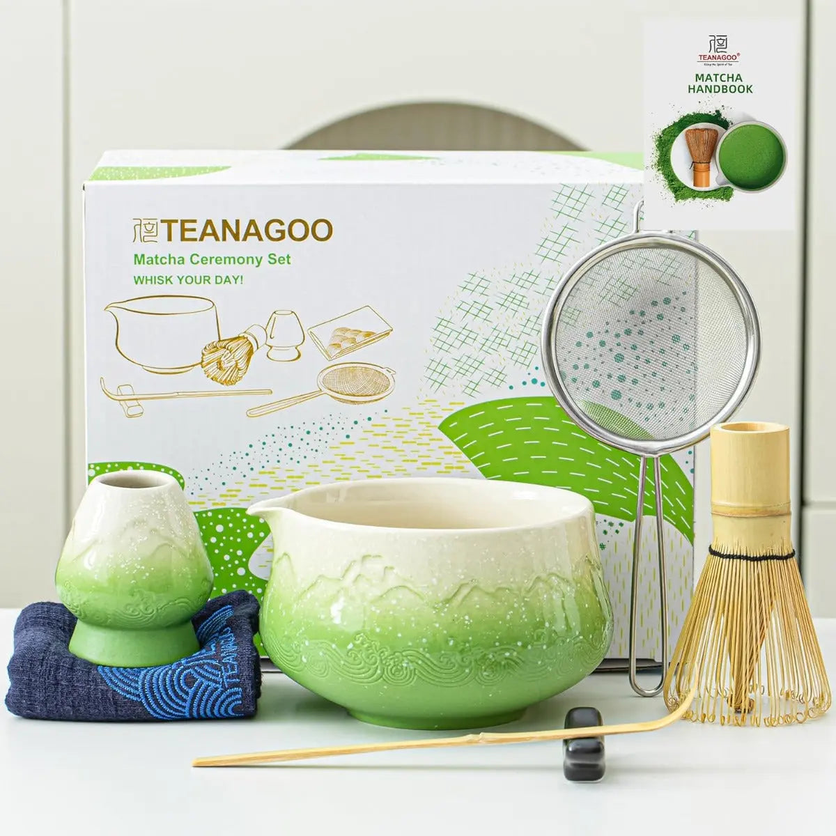 Matcha Set Grün Berg mit Ausgiessschale 7-tlg. von TEANAGOO