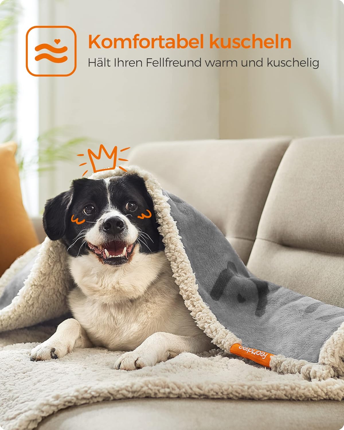 Wasserdichte Hundedecke Sherpa Fleece 127x101cm grau L von Songmics