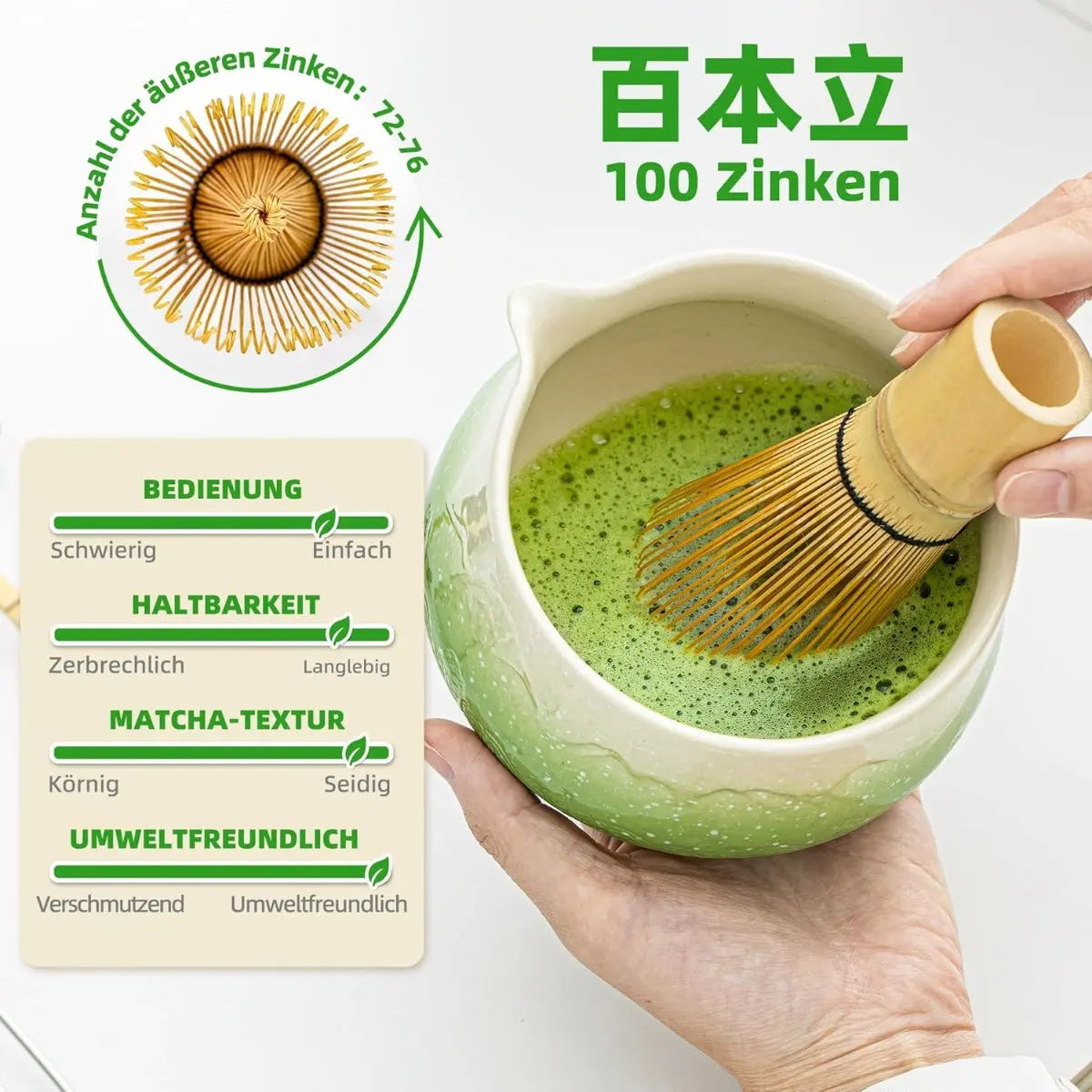 Matcha Set Grün Berg mit Ausgiessschale 7-tlg. von TEANAGOO