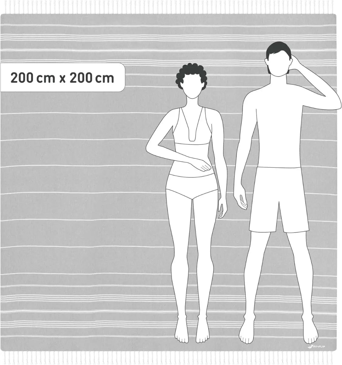 Hamamtuch Baumwolle Recycelt 200x200cm Light Grey - Sultan von guteszeug.ch