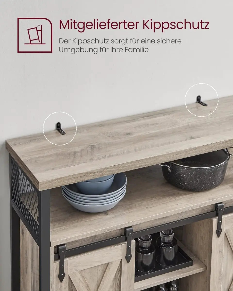 Sideboard Landhausstil Verstellbare Ablagen Wohnzimmer Greige von Songmics
