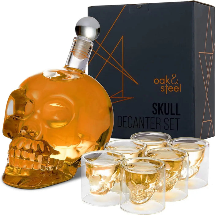 Whisky Gläser und Dekanter Set Schädel von Oak & Steel