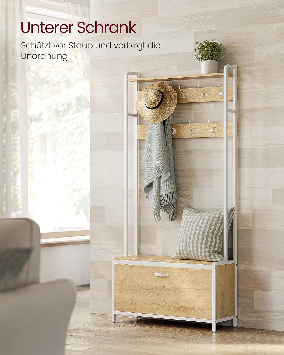 Garderobe 4-in-1 85x30x180 cm Schuhschrank Sitzbank von Songmics