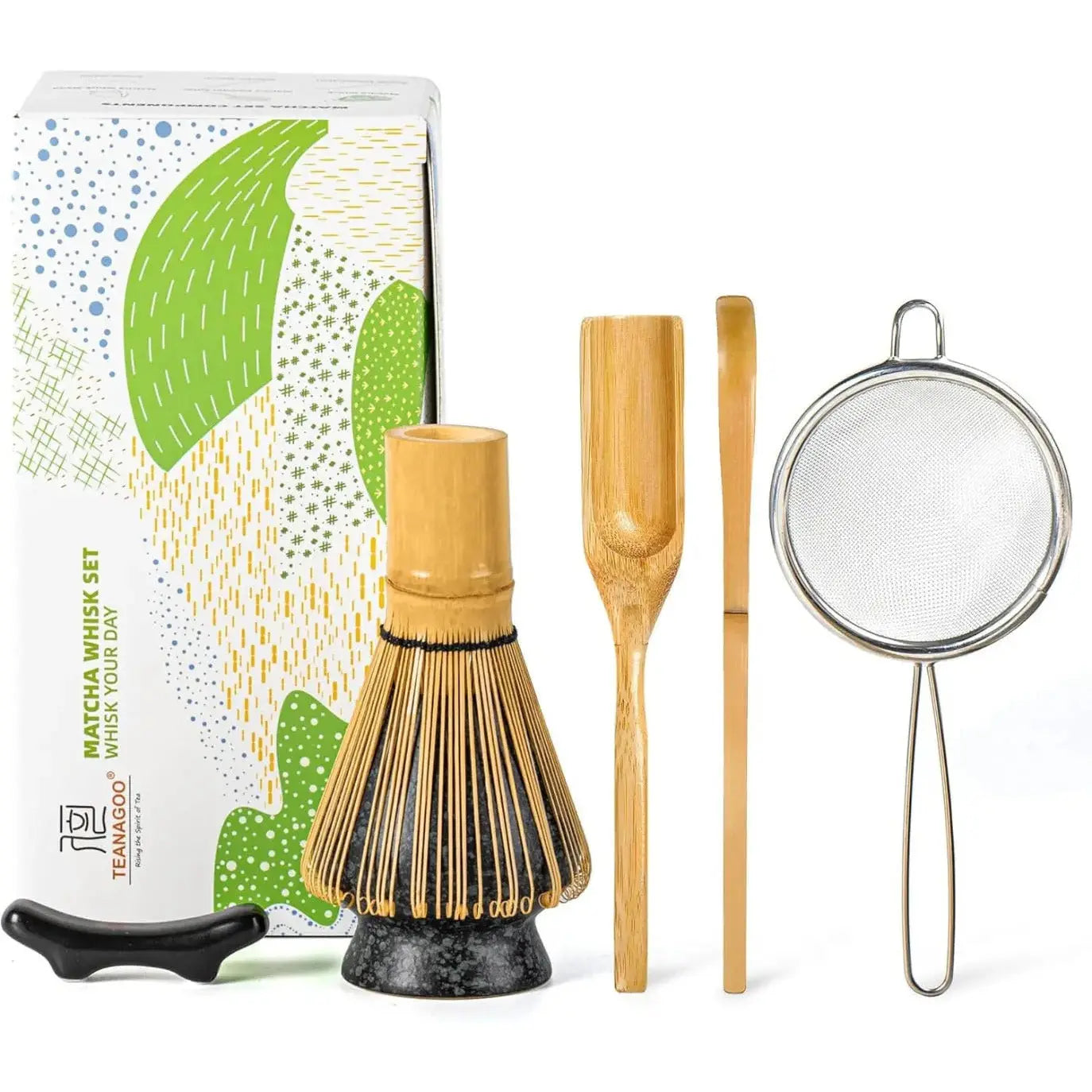 Matcha Set 6-tlg. Chasen, Chashaku, Sieb, Löffel & Halter von TEANAGOO
