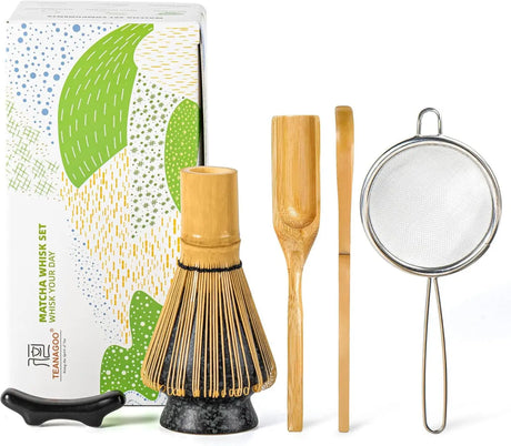 Matcha Set 6-tlg. Chasen, Chashaku, Sieb, Löffel & Halter von TEANAGOO