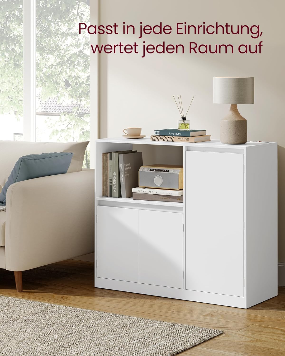 Küchenschrank Sideboard mit Arbeitsplatte und Mikrowellenregal von Songmics