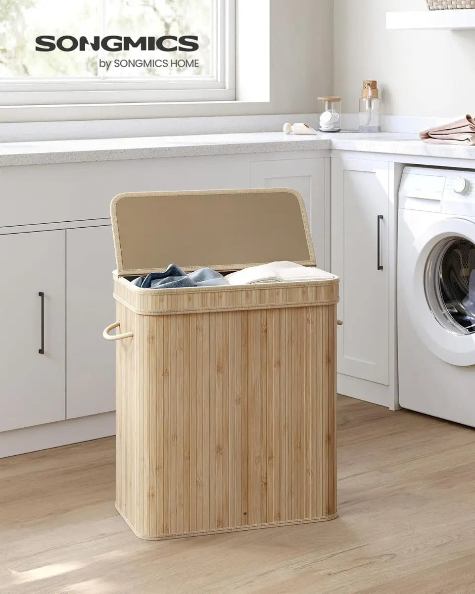 Wäschekorb Wäschesammler Bambus 100l von Songmics