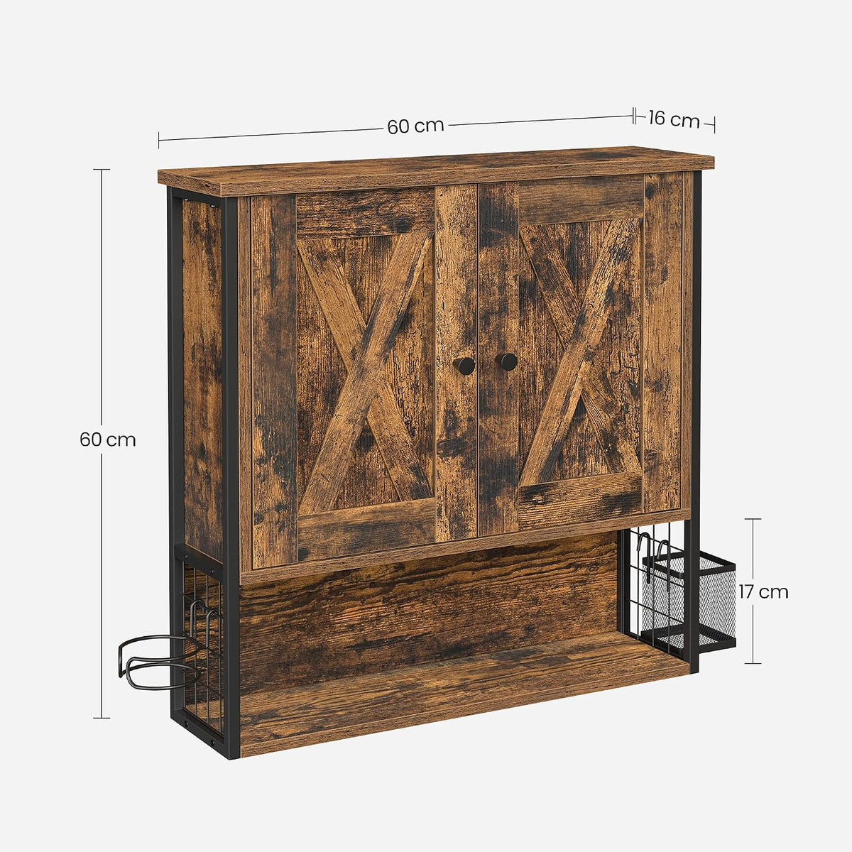 Waschbecken-Wandschrank 60x16x60 cm Industrial Braun von Songmics