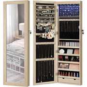 Schmuckschrank mit Spiegel 37x10x120 cm hängend Eiche von Songmics