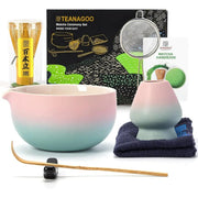Matcha Set Pink Blau mit Ausgiessschale 7-tlg. von TEANAGOO