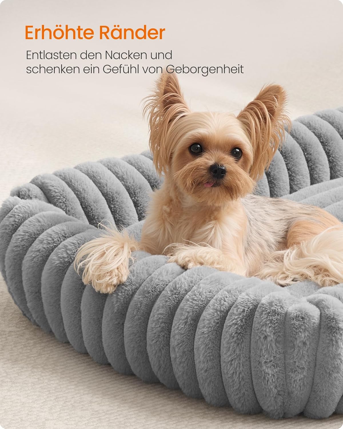 Orthopädisches Hundebett waschbar flauschig 71x55cm grau von Songmics