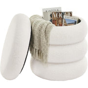 Sitzhocker Pouf mit Stauraum 43x43x47 cm Cremeweiss von Songmics