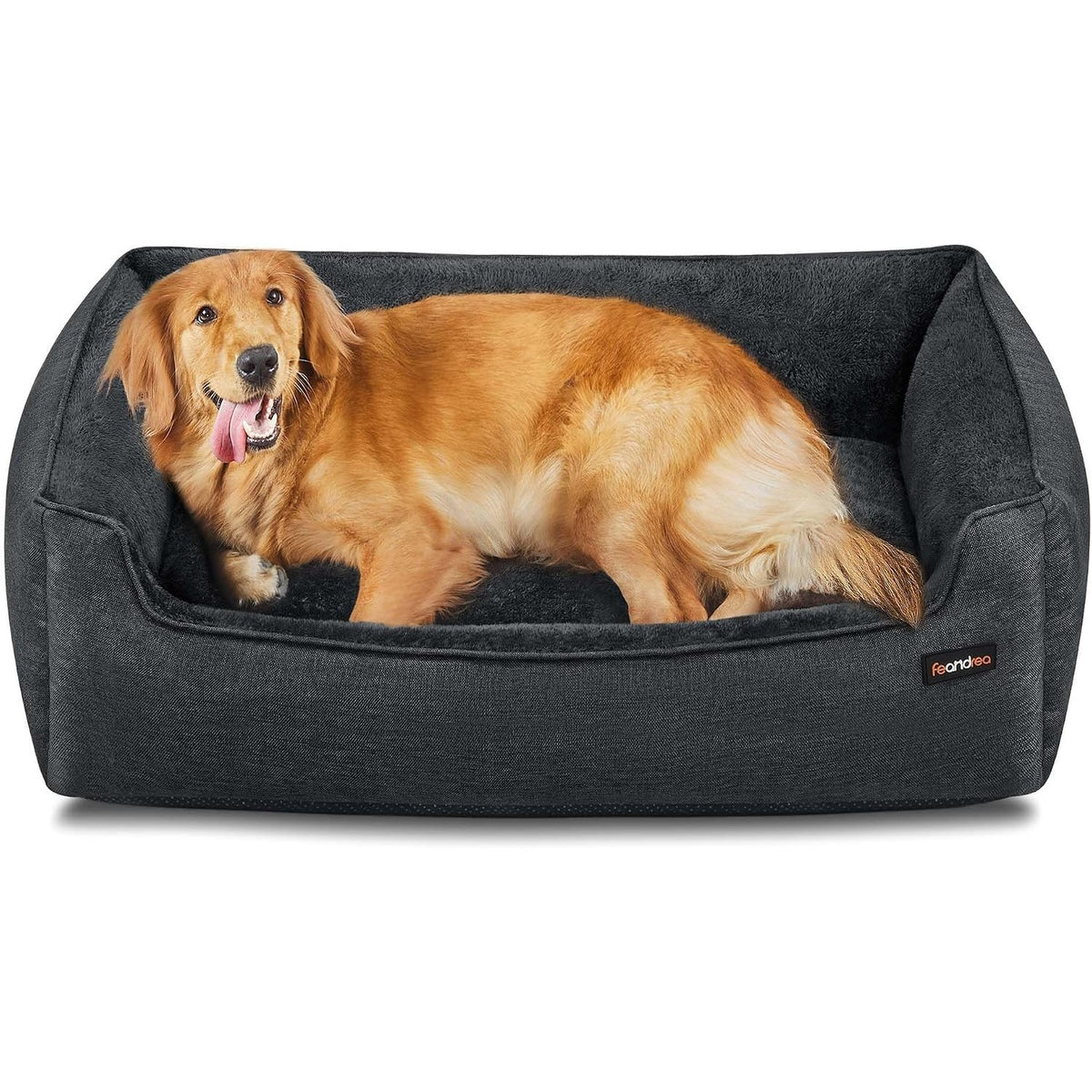Hundebett XXL 110x75x27 cm Dunkelgrau Plüsch von Songmics