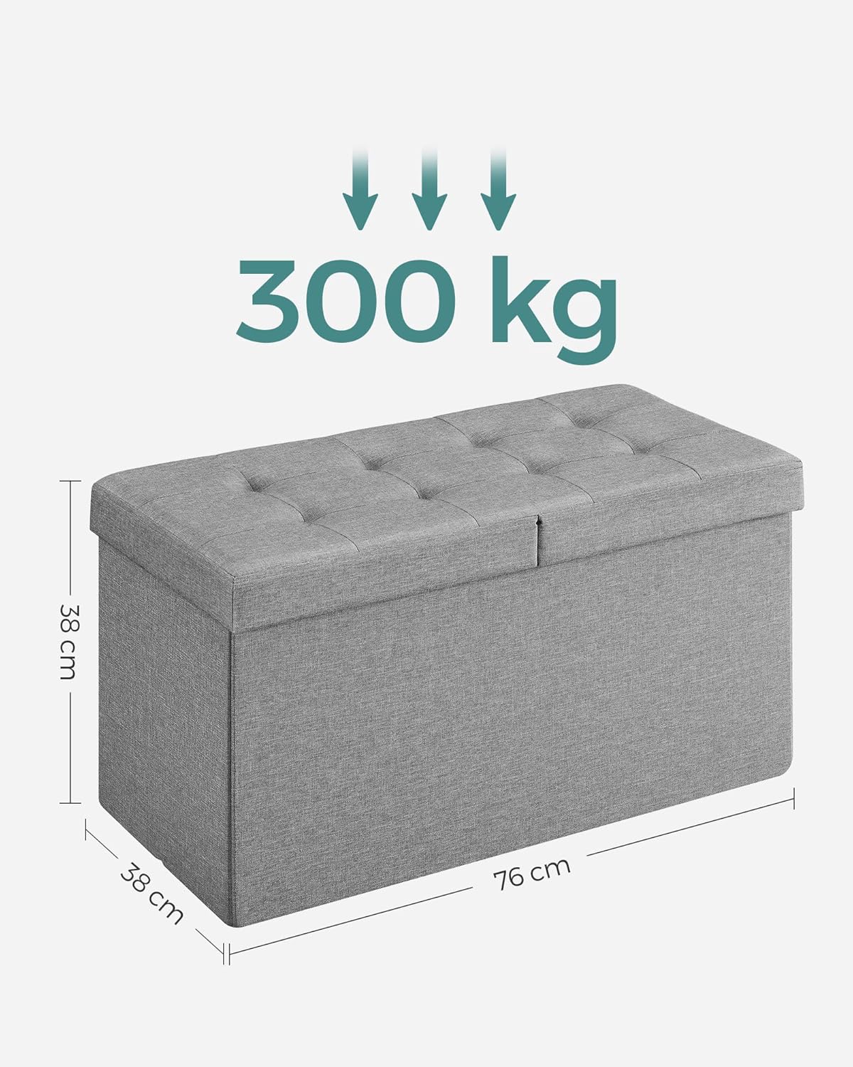 Sitzbank mit Stauraum klappbar 76cm bis 300kg belastbar von Songmics