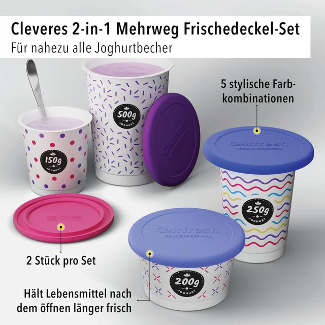 Mehrweg Frischedeckel für Joghurtbecher Blau von Qikfresh