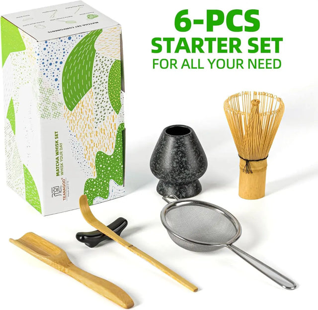 Matcha Set 6-tlg. Chasen, Chashaku, Sieb, Löffel & Halter von TEANAGOO