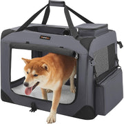 Faltbare Hundebox L 70x52cm Transportbox atmungsaktiv grau von Songmics