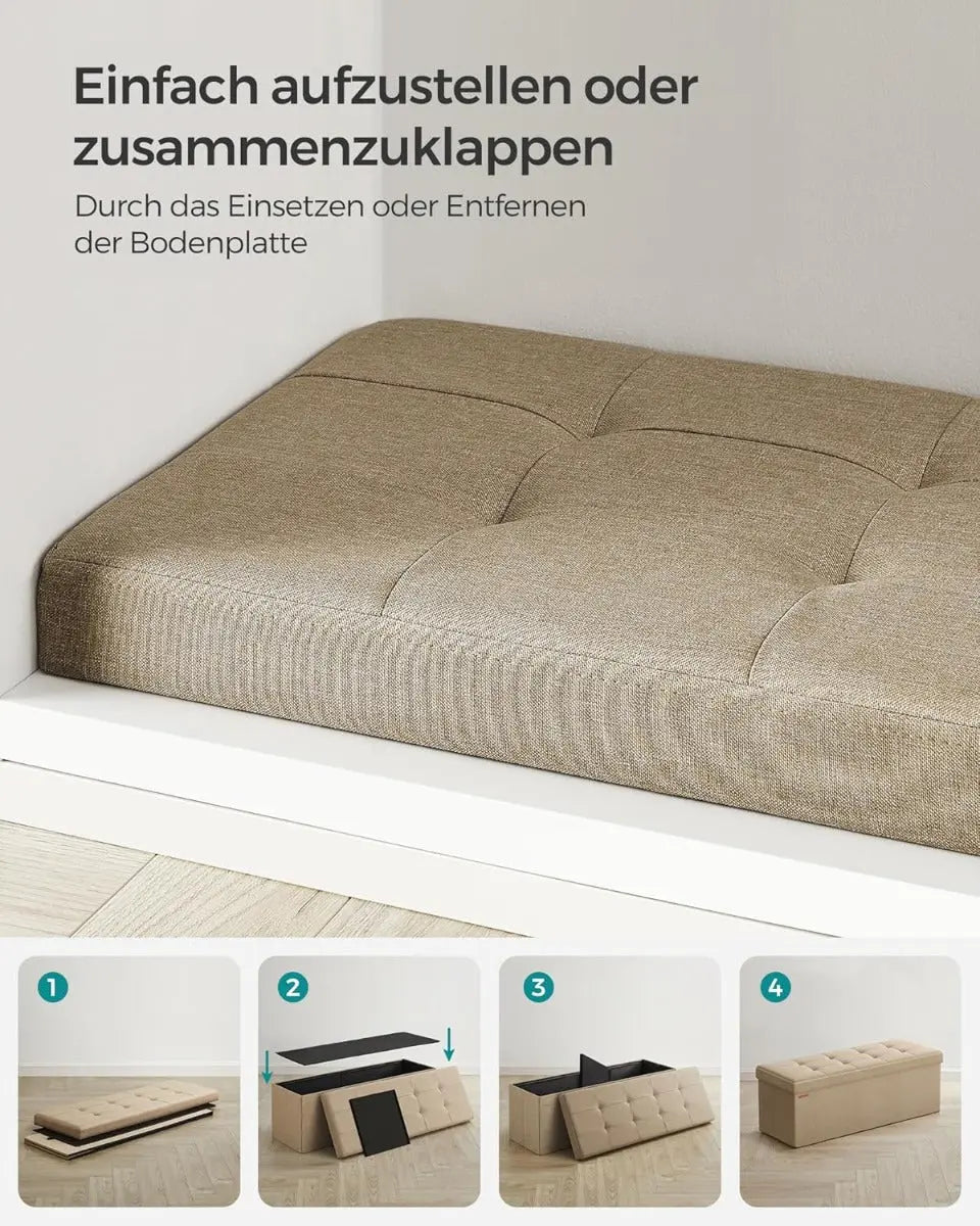 Sitzbank Sitztruhe Stauraum Klappbar Belastbar Wohnzimmer Kamelbraun von Songmics