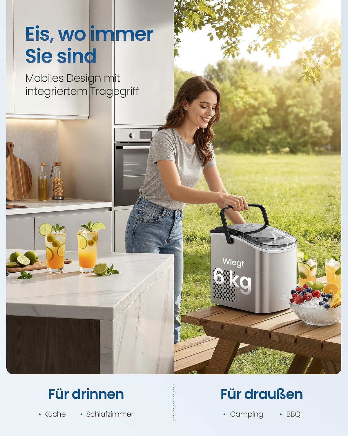 Eiswürfelmaschine 12 kg/24 h 2 Grössen Silber von Songmics